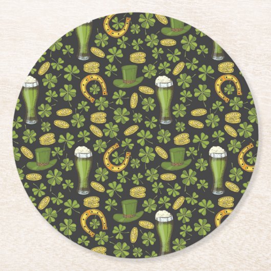 St. Patrick's Day Pattern Ronde Kartonnen Onderzetter (Voorkant)