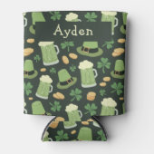 St Patricks Day Pattern Sláinte Funny Green Name Blikjeskoeler (Voorkant)