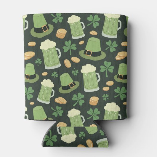 St Patricks Day Pattern Sláinte Funny Green Name Blikjeskoeler (Achterkant)