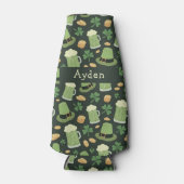 St Patricks Day Pattern Sláinte Funny Green Name Flesjeskoeler (Voorkant)