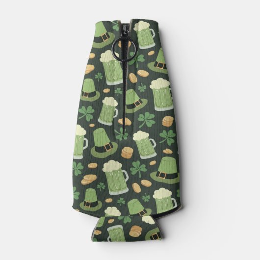 St Patricks Day Pattern Sláinte Funny Green Name Flesjeskoeler (Achterkant)