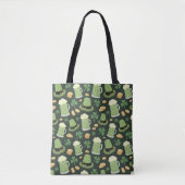 St Patricks Day Pattern Sláinte Funny Party Green Tote Bag (Voorkant)
