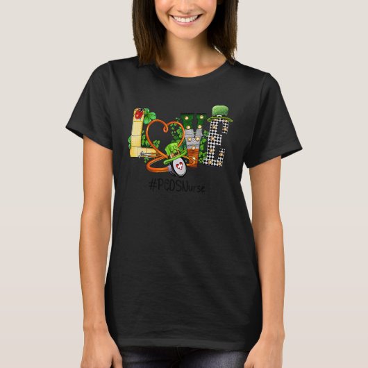 St Patricks Day Peds Nurse Shamrock Irish Love Ste T-shirt (Voorkant)