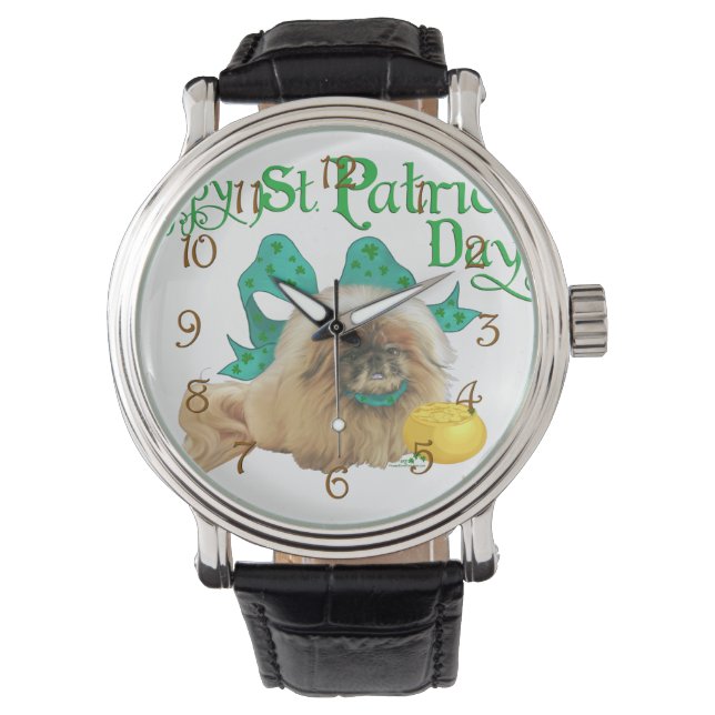 St. Patrick's Day Pekingees Horloge (Voorkant)