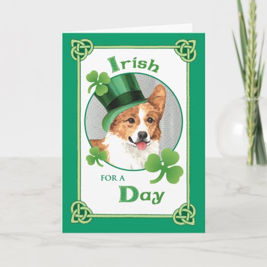 St. Patrick's Day Pembroke Welsh Corgi Kaart (Voorkant)