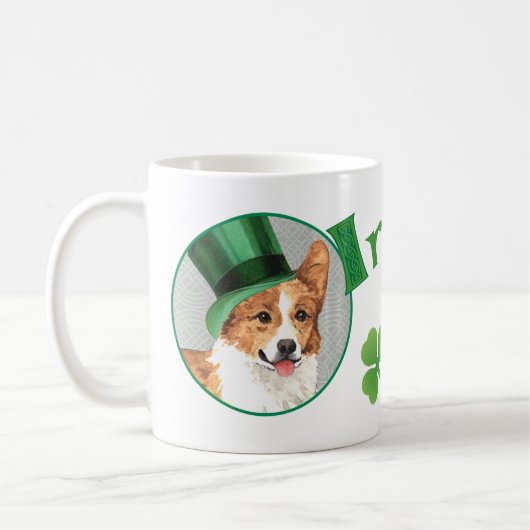 St. Patrick's Day Pembroke Welsh Corgi Koffiemok (Links)