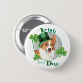 St. Patrick's Day Pembroke Welsh Corgi Ronde Button 5,7 Cm (Voorkant /achterkant)