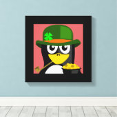 "ST. PATRICK'S DAY' PENGUIN CANVAS AFDRUK (Insitu (Houten vloer))