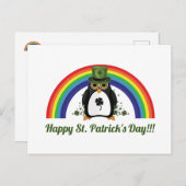 St. Patricks Day Penguin en Rainbow Briefkaart (Voorkant / Achterkant)