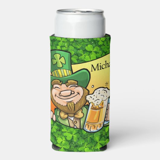 St. Patrick's Day Personalize Name of Text Tall Seltzer Blikjeskoeler (Seltzer Voorkant)