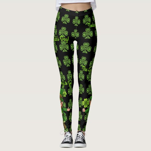St Patrick's Day Personalize Text of Name Green Leggings (Voorkant)