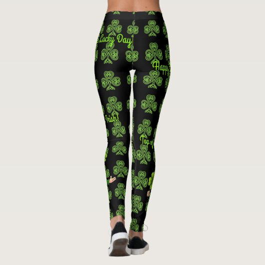 St Patrick's Day Personalize Text of Name Green Leggings (Achterkant)