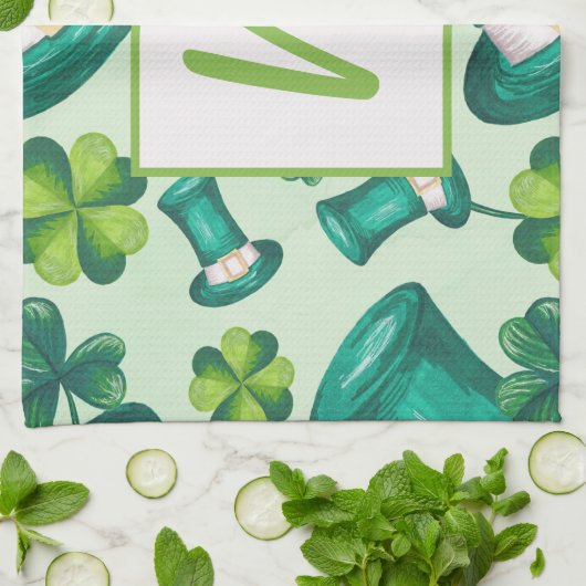 St. Patrick's Day Pet en Clovers Theedoek (Gevouwen)