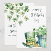 St Patrick's Day Pet en Klaver Feestdagenkaart (Voorkant / Achterkant)