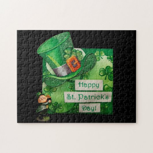 St. Patrick's Day Pet en Leprechaun Legpuzzel (Horizontaal)