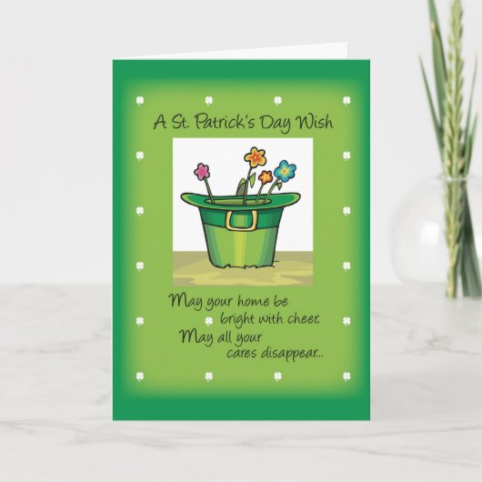 St. Patrick's Day Pet met bloemen Kaart (Voorkant)