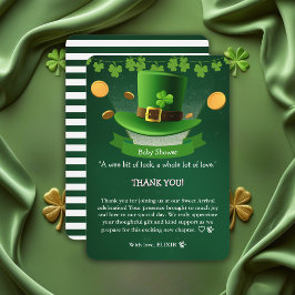 St. Patrick's Day Pet Shamrock Gold Baby shower Bedankkaart