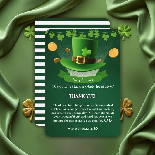 St. Patrick's Day Pet Shamrock Gold Baby shower Bedankkaart