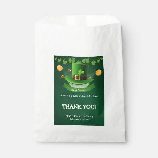 St. Patrick's Day Pet Shamrock Gold Baby shower Bedankzakje (Voorkant)
