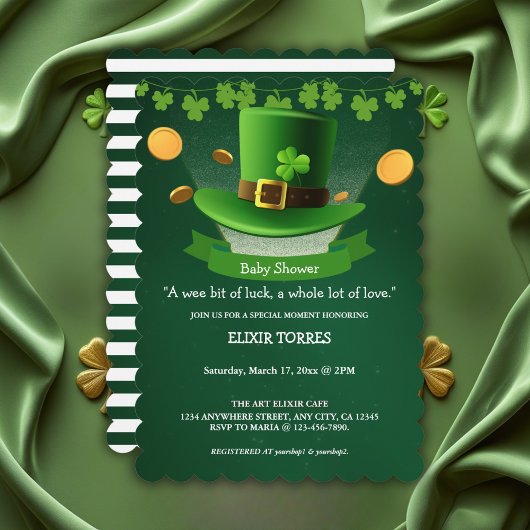 St. Patrick's Day Pet Shamrock Gold Baby shower Kaart