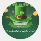 St. Patrick's Day Pet Shamrock Gold Baby shower Ronde Sticker (Voorkant)