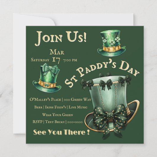 St Patrick's Day Petten en bogen feest Kaart (Voorkant)