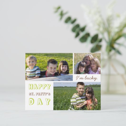St. Patrick's Day Photo Collage Briefkaart Sjabloo (Staand voorkant)