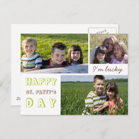 St. Patrick's Day Photo Collage Briefkaart Sjabloo (Voorkant / Achterkant)