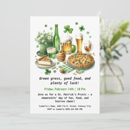 St. Patrick's Day Picknick – Gelukkig Plezier Kaart (Staand voorkant)