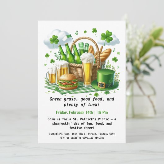 St. Patrick's Day picknick Lucky Fun Under the Gre Kaart (Staand voorkant)