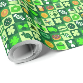 St. Patrick's Day-pictogrammen naadloos patroon Cadeaupapier