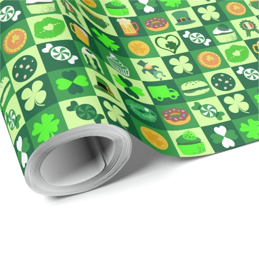 St. Patrick's Day-pictogrammen naadloos patroon Cadeaupapier (Rol Hoek)