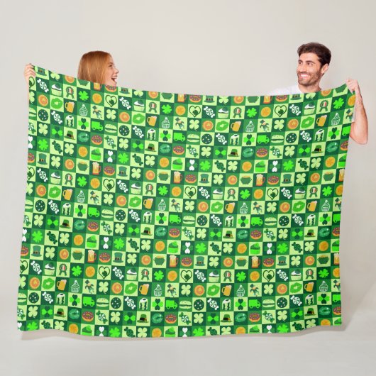 St. Patrick's Day-pictogrammen naadloos patroon Fleece Deken (In situ)