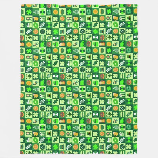 St. Patrick's Day-pictogrammen naadloos patroon Fleece Deken (Voorkant)