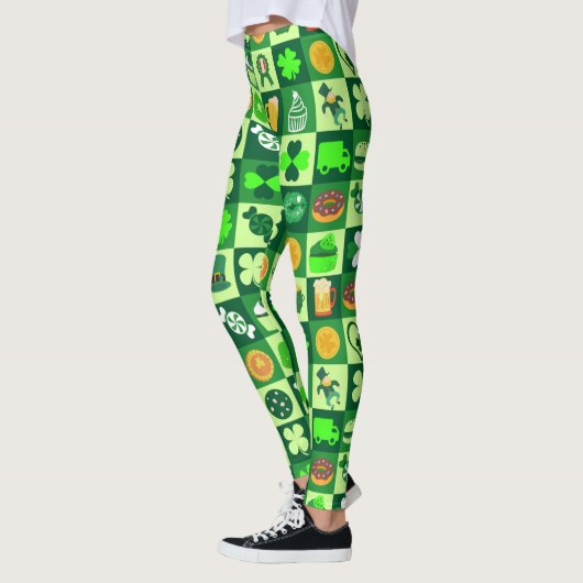 St. Patrick's Day-pictogrammen naadloos patroon Leggings (Links)