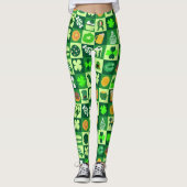 St. Patrick's Day-pictogrammen naadloos patroon Leggings (Voorkant)
