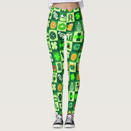 St. Patrick's Day-pictogrammen naadloos patroon Leggings (Voorkant)