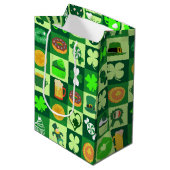 St. Patrick's Day-pictogrammen naadloos patroon Medium Cadeauzakje (Voorkant Gekanteld)
