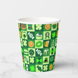 St. Patrick's Day-pictogrammen naadloos patroon Papieren Bekers