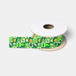 St. Patrick's Day-pictogrammen naadloos patroon Satijnen Lint