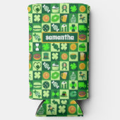St. Patrick's Day-pictogrammen naadloos patroon Seltzer Blikjeskoeler (Voorkant)