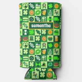 St. Patrick's Day-pictogrammen naadloos patroon Seltzer Blikjeskoeler