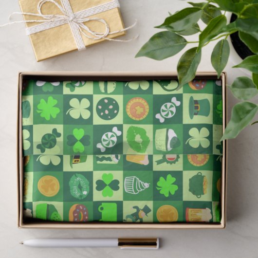 St. Patrick's Day-pictogrammen naadloos patroon Tissuepapier (Geschenk)