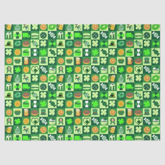 St. Patrick's Day-pictogrammen naadloos patroon Tissuepapier (Voorkant)