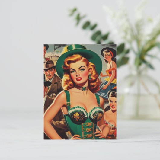St. Patrick's Day Pin Up Briefkaart (Staand voorkant)