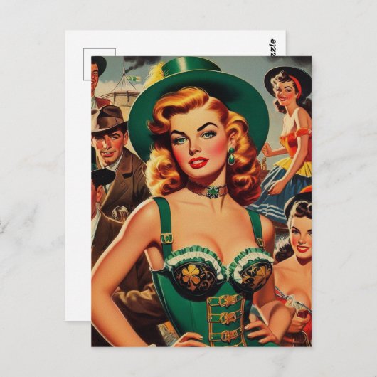  St. Patrick's Day Pin Up Briefkaart (Voorkant / Achterkant)