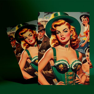  St. Patrick's Day Pin Up Briefkaart