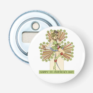 St. Patrick's Day Pin-up meisje vintage Button Flesopener