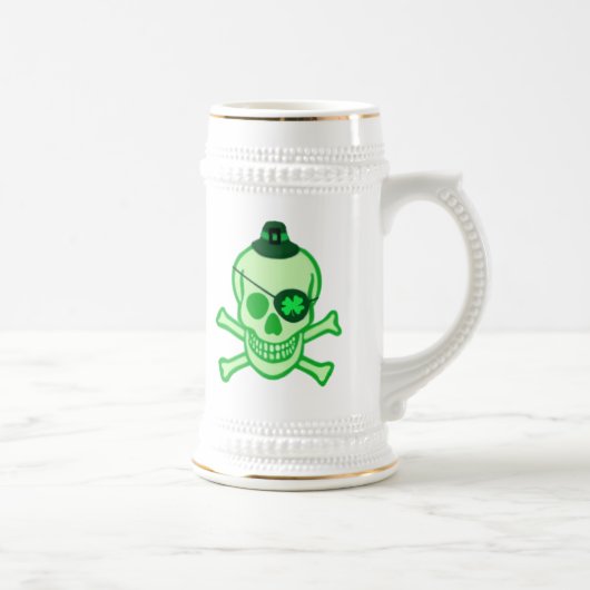 St. Patrick's Day Pirate Skull Bierpul (Rechts)