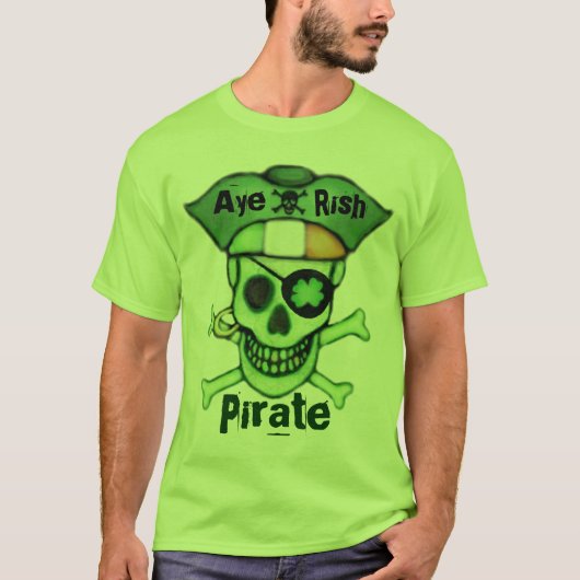 St. Patrick's Day Pirate Skull T-Shirt (Voorkant)